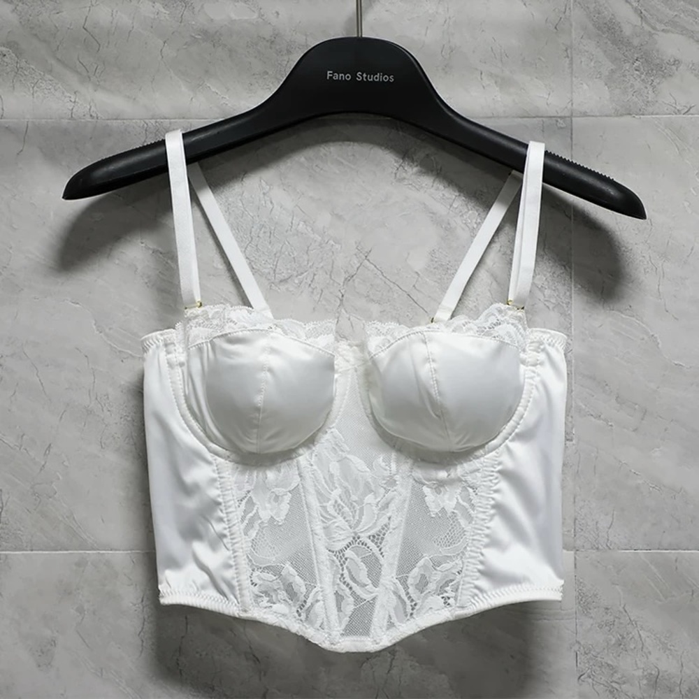 Classic Lace Bustier Bra - White